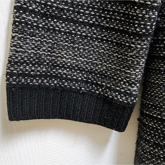 Talbots Sweater Womens PM Black Striped Merino Wool Knit Cardigan Button Belted - Picture 7 of 11